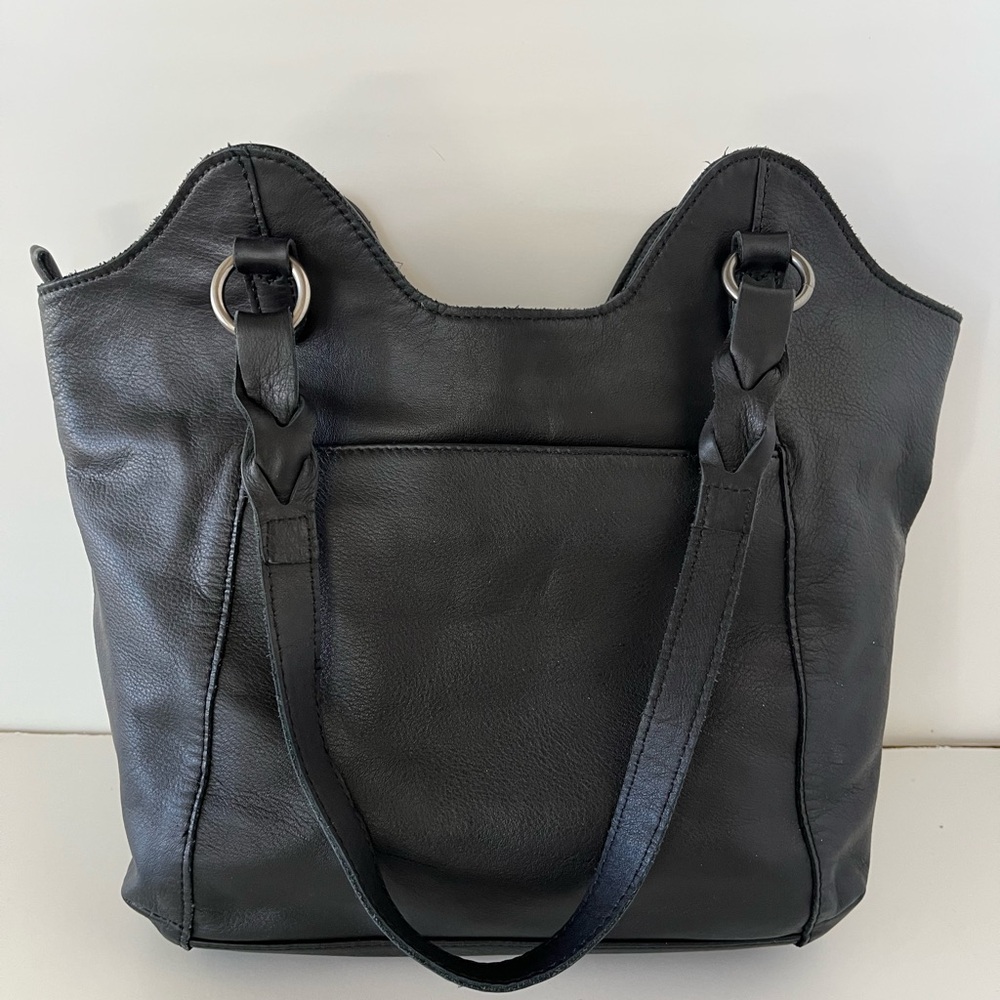 The Sak Black Leather Bag with Tan Interior